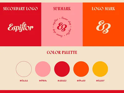 Logo suite & branding for flower shop color palette floral logo suite