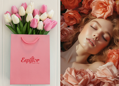 Shopping bag design for flower shop branding bag floral shopping bag