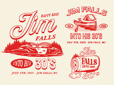 Jim Falls Birthday Graphic badge design beer camp camp logo camping canoe canoeing logo logo design outdoor outdoor logo outdoors outfitters retro retro logo vintage vintage badge vintage logo