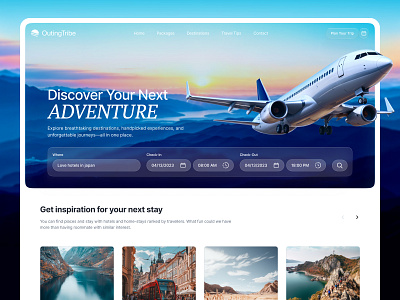 Travel Agency Landing Page agency branding button creative design graphic design homepage illustration landing landingpage liguiedglass liuqidglass logo site travel ui uidesign uxui web design website