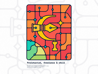 Proletariat - Graphic Design Poster Series 2/12 and chill cajva cajva illustrations cajva style freelance geometric illustration pen poster design proletariat scythe stained glass