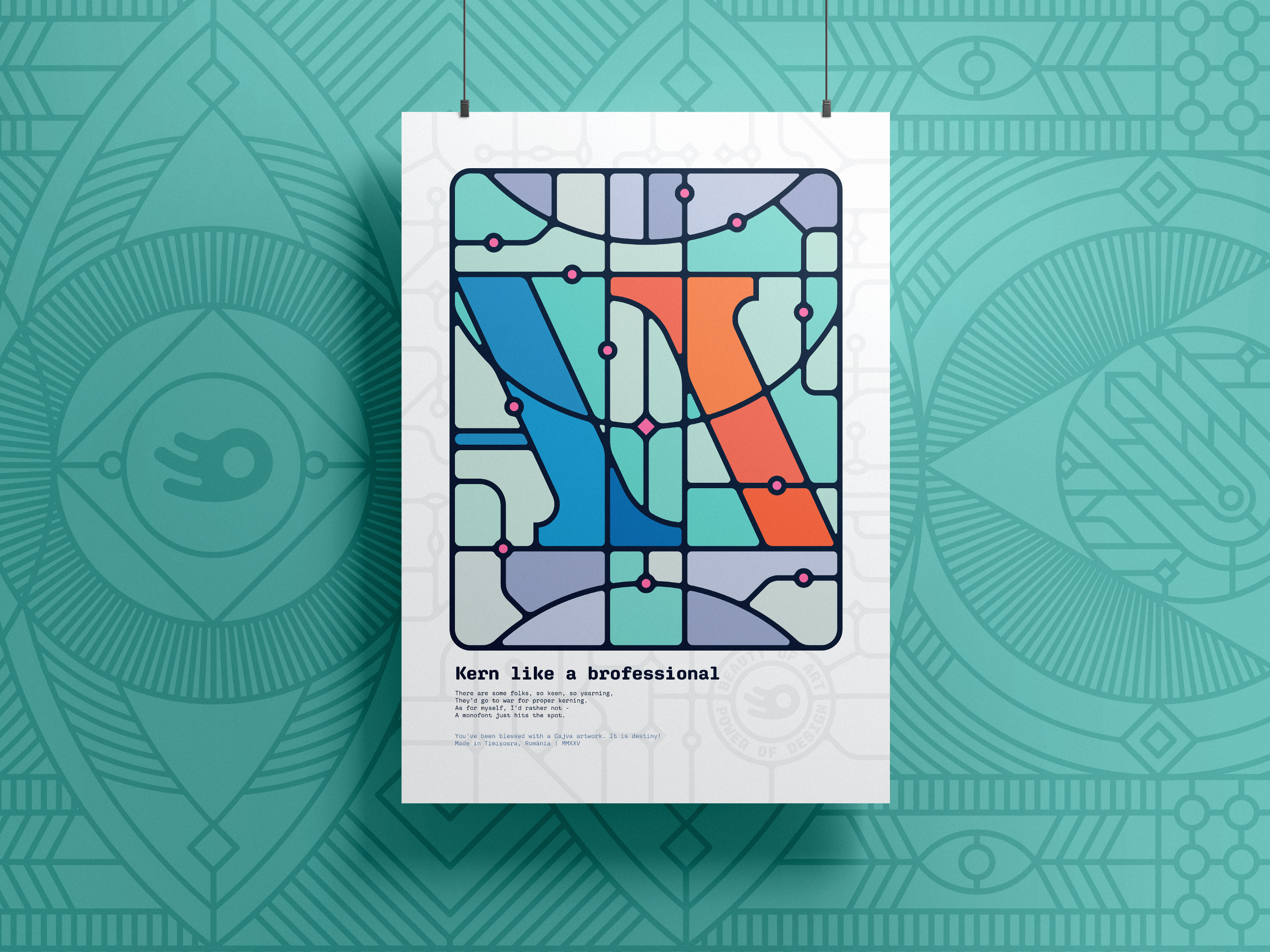 Kerning - Graphic Design Poster Series 3/12 art print cajva cajva illustrations cajva style geometric illustrations graphic design poster kerning kerning poster pos poster stained glass style