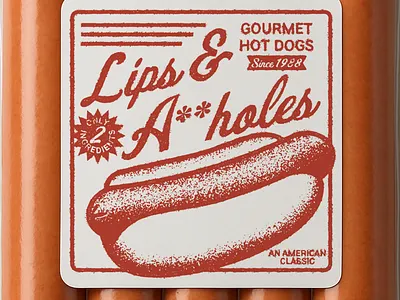 Lips & A-holes Hot Dogs 80s movies badge design hot dogs illustration john candy logo outdoors patch retro the great outdoors vintage