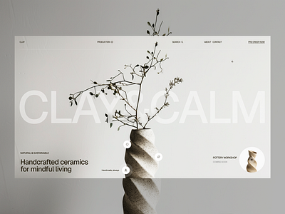 Minimalist Ceramics Website Hero Concept ceramicdesign designinspo dribbbleshowcase mindfuldesign minimalui uxuidesign webdesign