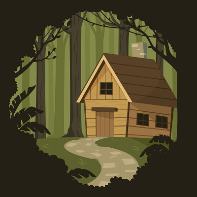 A Cabin Somewhere In The Woods cabin design flat design forest graphic design house illustration vector wallpaper woods