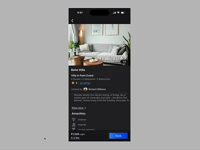 Book It with Crypto— A Smooth Web3 Stay Flow (mobile website) bookingflow cryptobooking darkui mobilewebsite neumorphism smarttravel travelapp web3design web3product