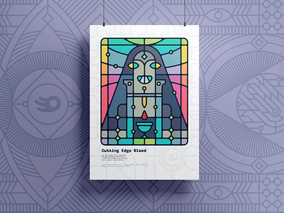 Cutting Edge Bleed - Graphic Design Poster Series 4/12 art print bleed blood cajva cajva style colorful illustration cutting edge death gemoetric poster design geometric illustration margins stained glass style llustration