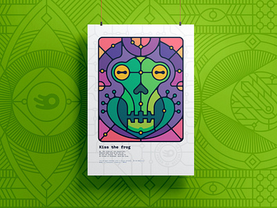 Kiss The Frog - Graphic Design Poster Series 6/12 art print cajva cajva poster design cajva style illustration fairytale frog geometric design geometric frog graphic design kiss the frog poem prince