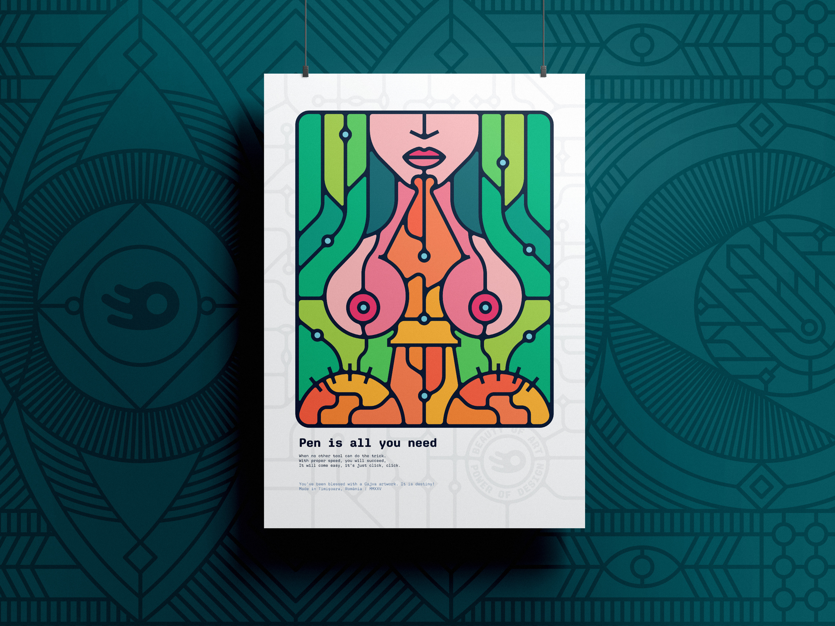 Pen Tool - Graphic Design Poster Series 7/12 cajva creative tools designer life digital illustration graphic design illustrator tool pen tool stained glass symbolic art vector art