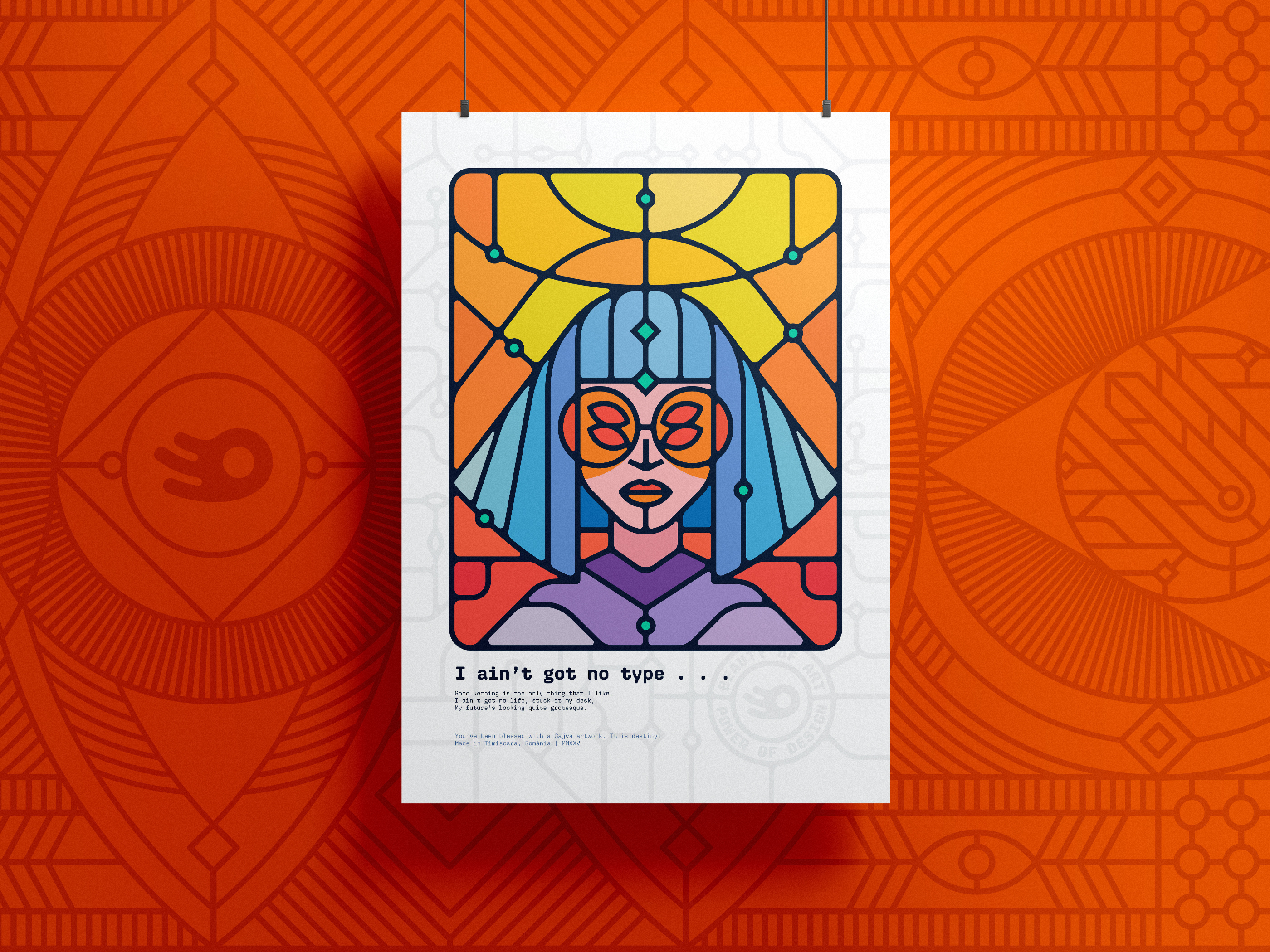 No Type - Graphic Design Poster Series 10/12 cajva cool designer editorial style geometric style graphic designer stained glass vector type lover typeface mood typography vector woman