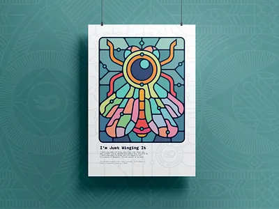 Just Wing It - Graphic Design Poster Series 11/12 cajva creative doubt designer struggles dragonfly imposter syndrome introspective design mental health in design symbolic insect