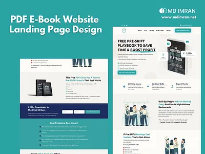 PDF E-book Website Landing Page Design e book e book landing page elementor landing page web design website wordpress