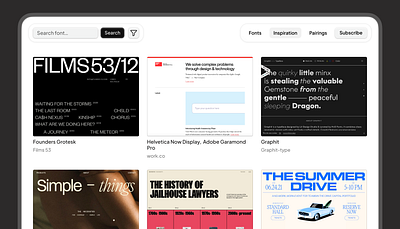 For font inspiration, pairings and details app branding design figma fonts graphic design icon illustration inspiration search typography ui ux