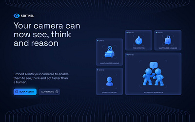 AI Security Software Landing Page ai camera dark design graphic design illustration logo security software ui