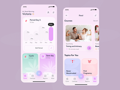 Period Tracker – Smart & Intuitive Cycle Calendar App appdesign calendarapp cleandesign cycletracker femininehealth healthapp mobileappdesign mobileui periodtracker uiuxdesign uxui wellnessapp
