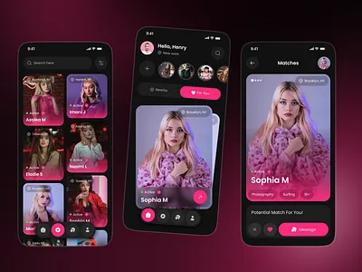 Dating App Design adult app best app chatting dating dating app dating app design dating app ui marriage app matrimony app mobile profile social media app tinder ui video app