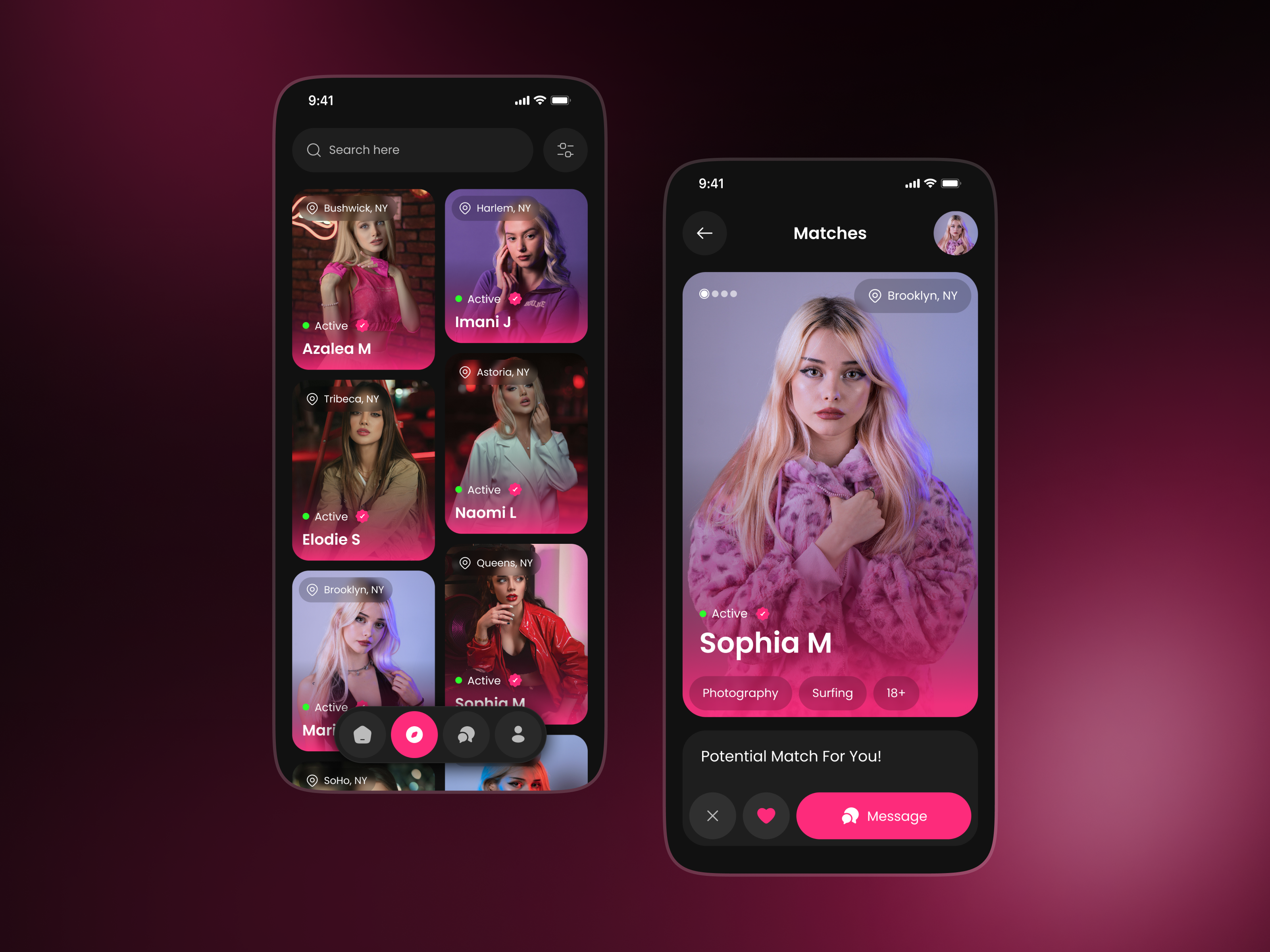 Example of Dating App UI/UX Design