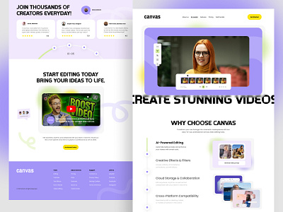 Canvas video editing web design - landing page - homepage ai video editing ai website behance dribbble editing website figma landing page homepage jabel landing page design landing page ui pinterest ui design ui designer video editing video editing homepage video editing ui video editing website web design website landing page website ui ux design