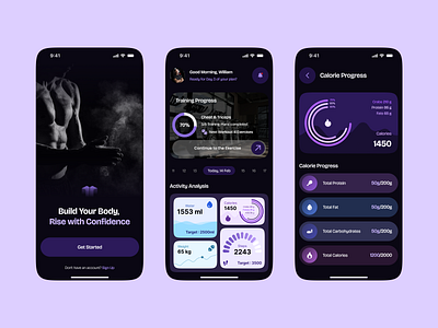 Fitness App Design app design design exercise app figma figma design fitness fitness app design fitness app ui gym website health app mobile app prozyner rifat ony ui ux website design workout workout app