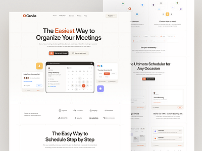Cuvia Smart Scheduling SaaS Website ai dashboard design landing page meet meeting meeting ai meeting ai website saas saas website scheduling scheduling website uiux design video call video chat webdesign