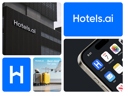 Hotels.ai - Logo Design Concept ai booking brand identity branding cart concept creative design designer portfolio home hotel house logo logo designer modern rental room simple tour typography