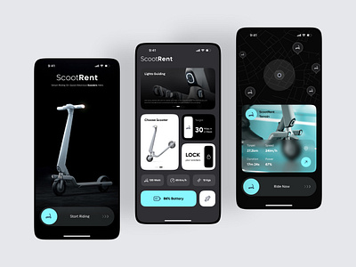 Electric Scooters Mobile App app app design bike share booking booking scooter electric electrical scooter map mobile mobile app mobile app design mobile interface rent rental app rental company ride app ride booking scooter scooter app transport