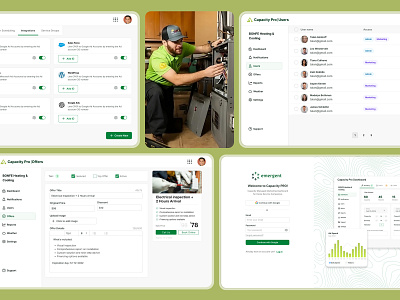 Integrations/Users/Offer pages dashboard interface ui ux
