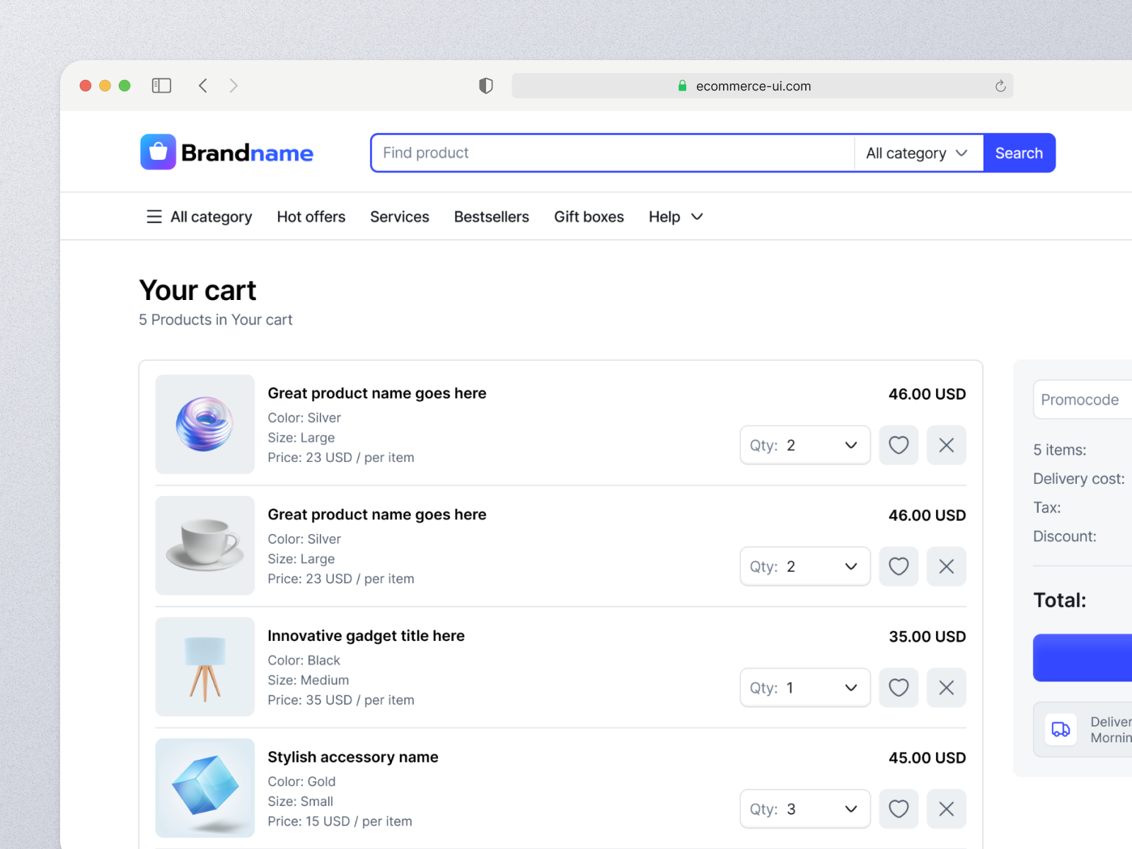Example of E Commerce Website Design In Figma