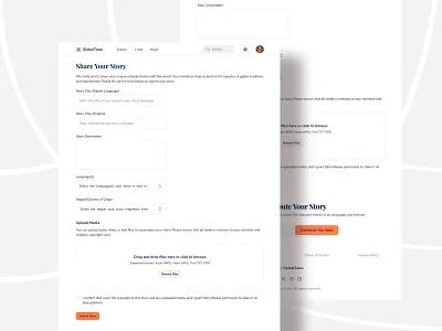 Share story page: A multilingual cultural story website branding design featured page homepage inner page language multilingual share story story ui ux website