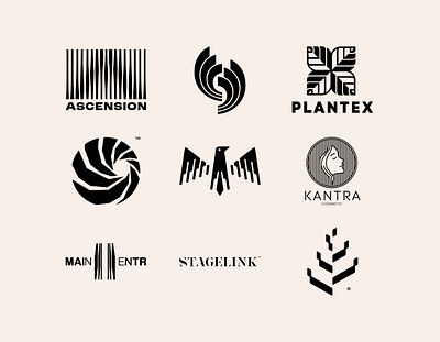 Logo collection abstract brand branding collection cosmodrome art creative design geometric graphic design illustration logo logotype malina cosmica mark portfolio sale set symbol vector