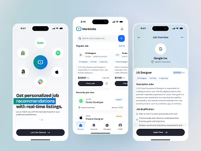 MarkiJobs - Job Finder Mobile App app apply career clean cleanui find finder graphic design hr jobs management minimalist mobile partners portal technology ui ux