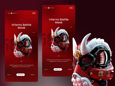 Designer Combat Mask with Sculpted Finish 3dproductui creativedesign darkui ecommercedesign futuristicdesign futuristicui graphic design luxurydesign maskdesign mobileui productdesign redtheme uidesign uishowcase uitrend uxdesign uxinspiration