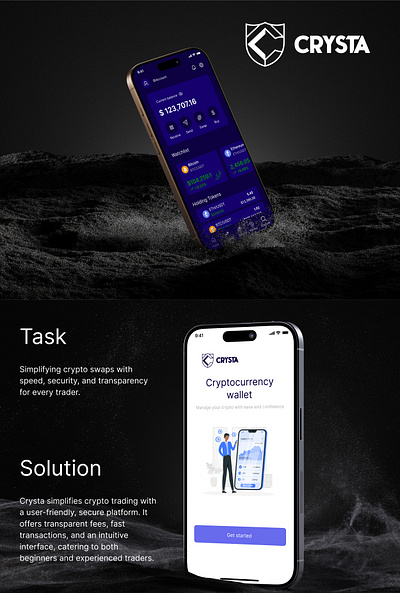 Crysta- crypto wallet app UI app app design crypto cryptowallet figma graphic design ui design uiux ux design
