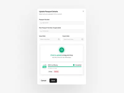 Update Passport Details UI Screen app app screen graphic card screen ui website