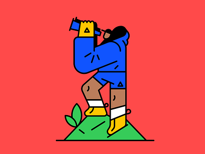 Adventure.002 acg all conditions binoculars bold cap character design gear hiking hoodie illustration lines man mountain nike outdoor trekking vector