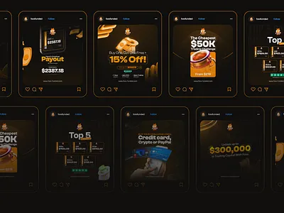 PropFirm Social Media Contents (Foxx Funded) branding graphic design logo propfirm ui