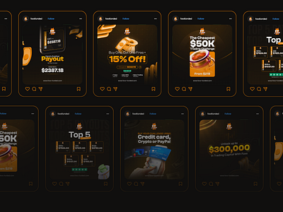 PropFirm Social Media Contents (Foxx Funded) branding graphic design logo propfirm ui