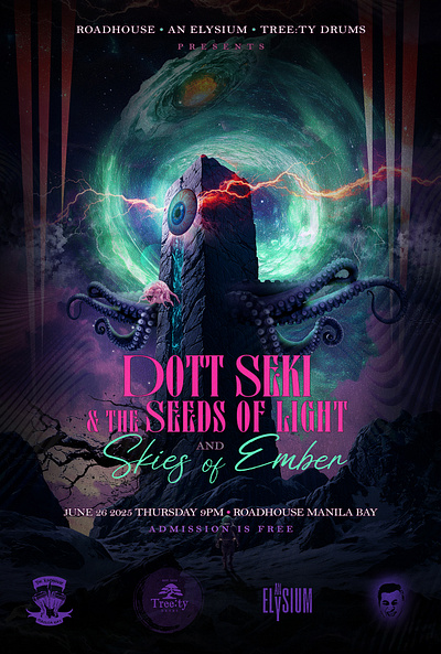 Gig Poster Design alien concept cyberpunk dark design dott seki dottseki graphic design graphicdesign illustration maggs octopus outerworlds portal sci fi scifi tentacles vector