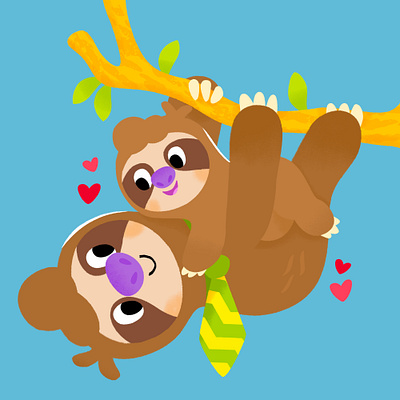 To all the dads who lift us up and hold us steady 🦥♥️ animal cute father fathers day illustration illustrator sloth weekend