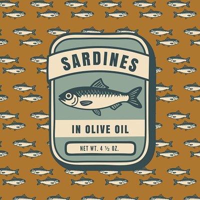 Sardines Summer Design aesthetic beach decoration fish food graphic design illustration pastel colors pattern poster print sea stickers summer trendy vintage whimsical