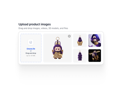 Upload product media dashboard labubu ui