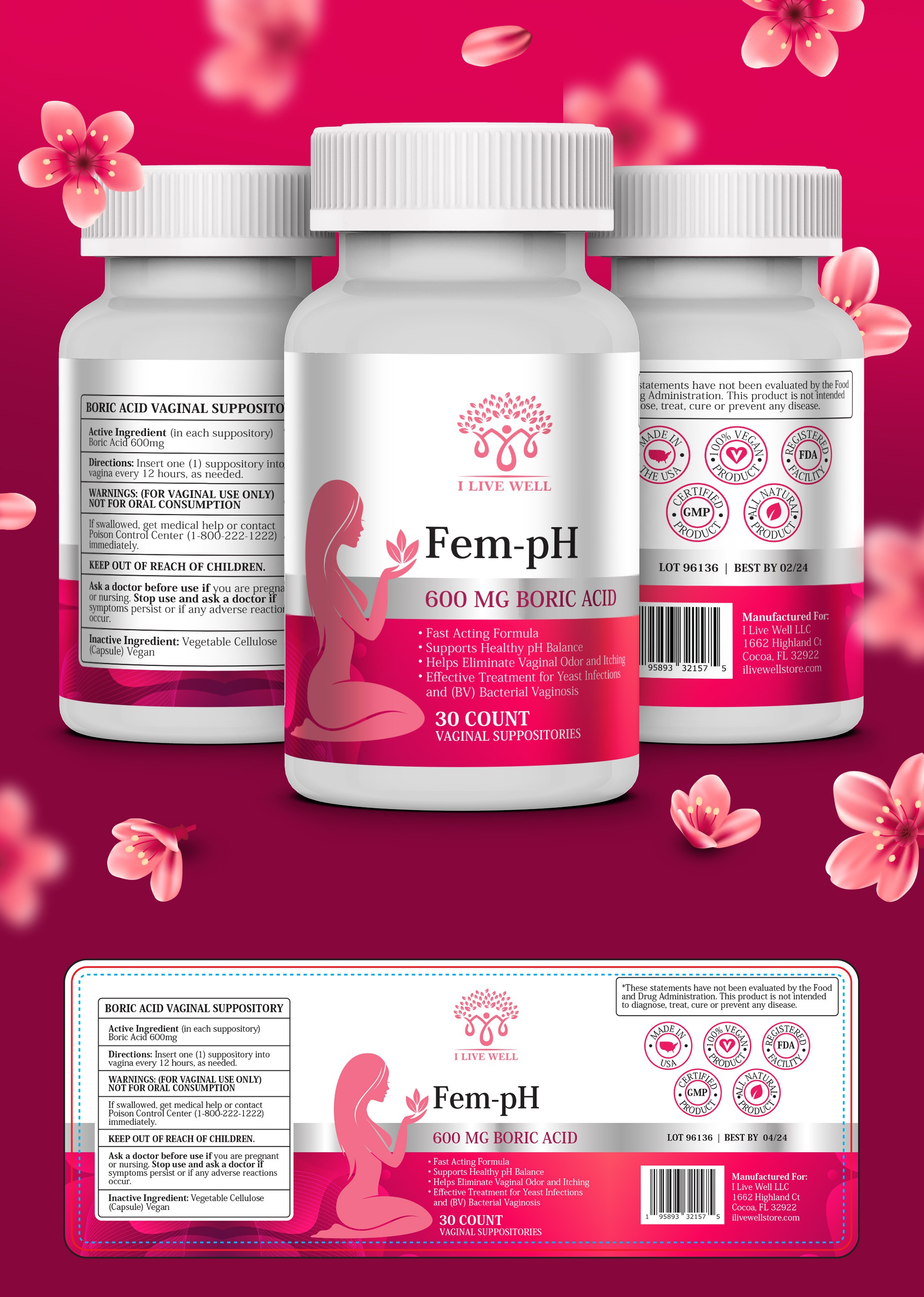 Boric Acid product Label Design minimal