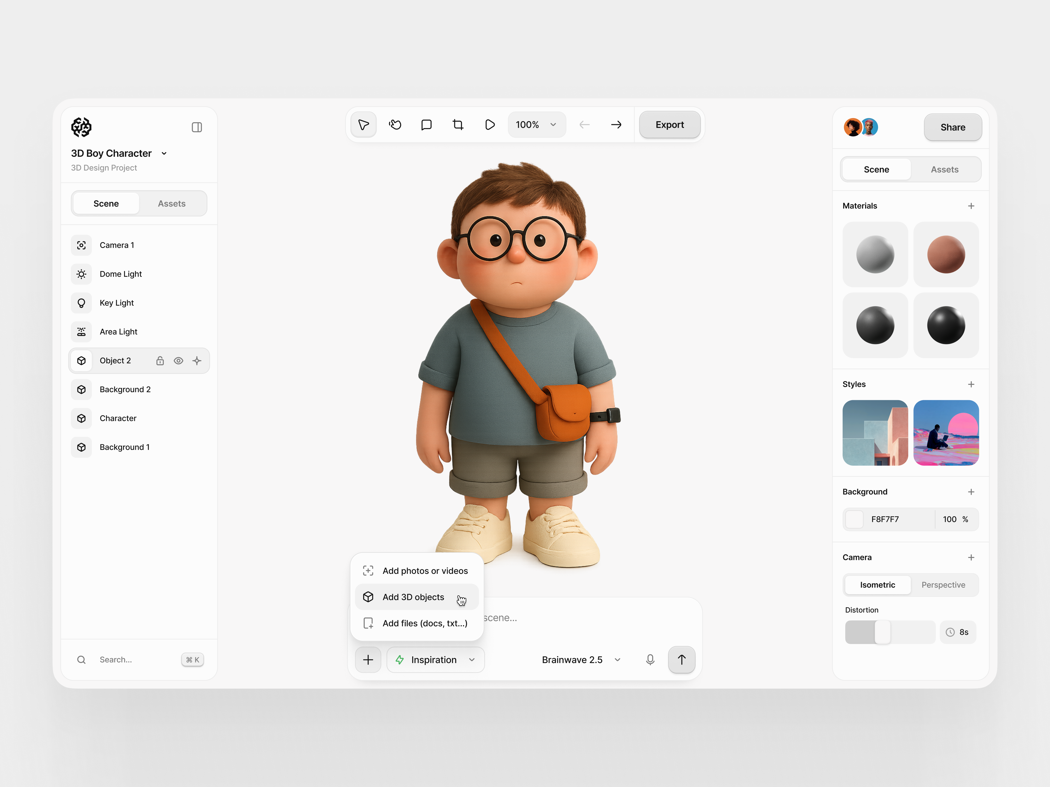 Example of Real-time 3D AI Design Canvas