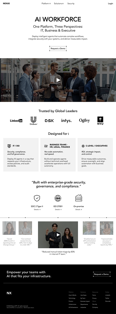NexusGPT - AI Platform Homepage Redesign agentbasedai ai b2bux cleanui darkui enterpriseai homepageconcept nocodeplatform platformdesign productdesigner saasredesign techbranding uidesigner uiux uxdesigner uxstrategy