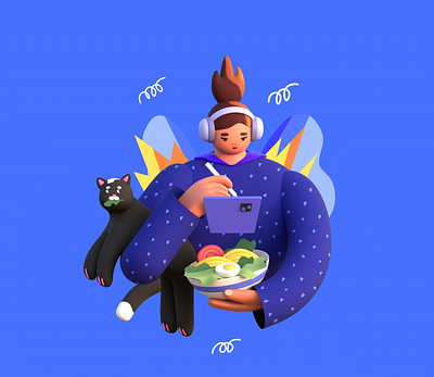 Artist Routine 3d animation 3d art 3d character 3d modeling 3d motion artist blender3d cartoon animation cat chatacter girl graphic design low poly pet portrait