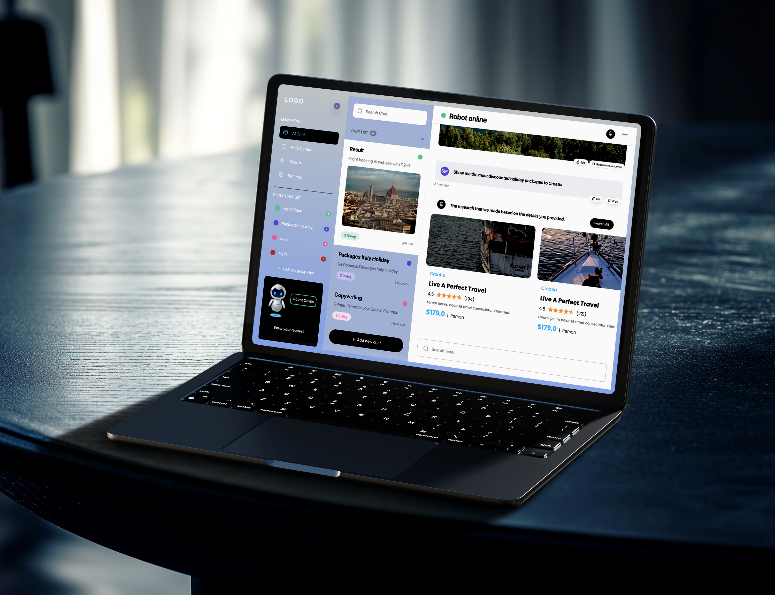 AI Assistant Dashboard Travel UI Design ai app dashboard figma smart tech ui ui ux