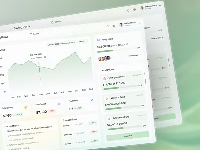 Fintech Dashboard UI - Savings Plan analytics clean dashboard design finance dashboard financial dashboard fintech fintech dashboard fintech dashboard design fintech dashboard ui interface money product design savings plan tracking ui ui design uiux