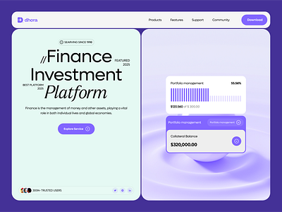 Dhora - Fintech | Money Management Website Header bank card banking web banking website banking website design digital banking digital banking platforms finance finance website financial planning tools fintech fintech landing page fintech web ui header investment landing page money management website seative ui ux wallet ui website