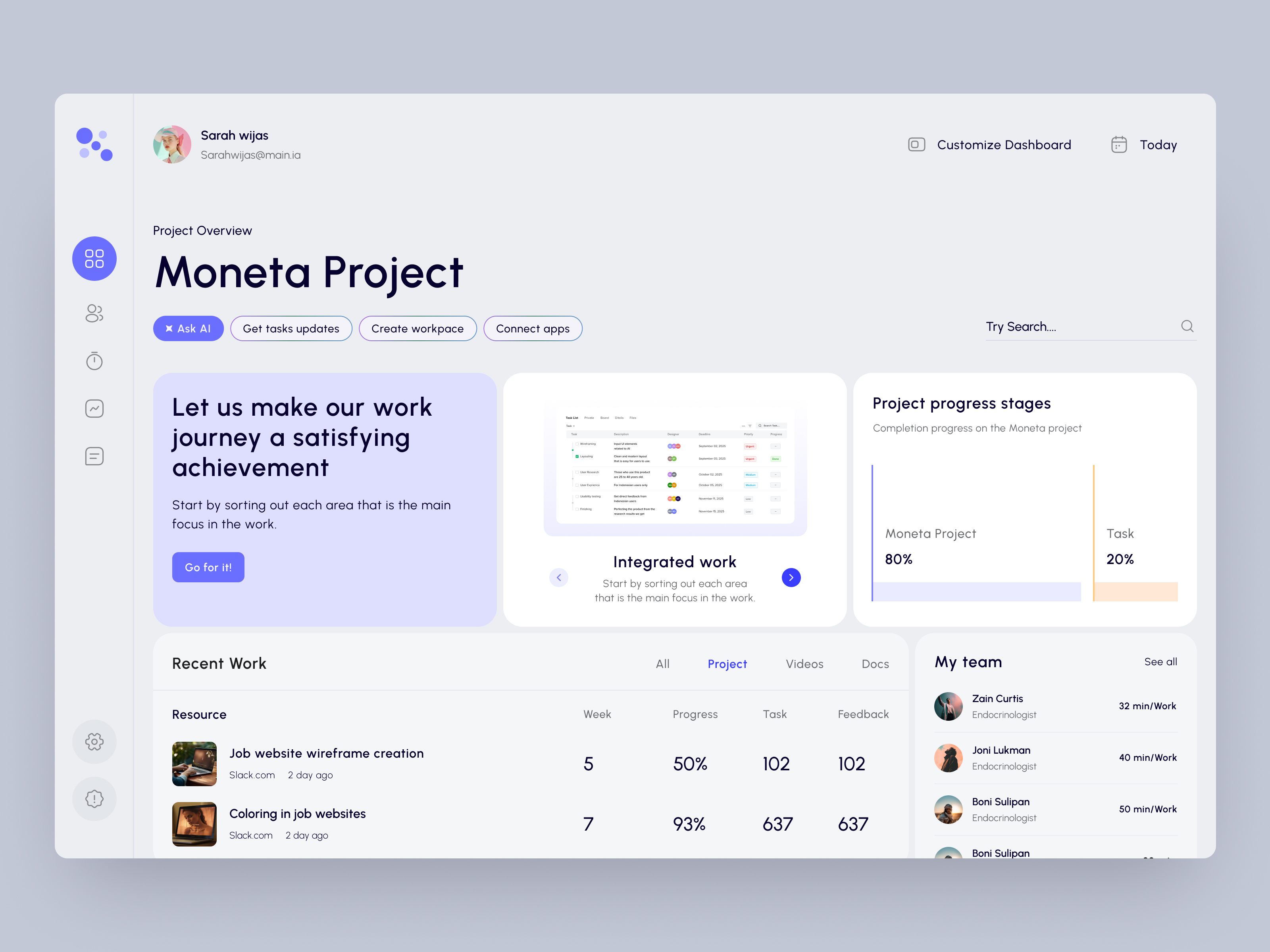 Example of Dashboard Or Web App
