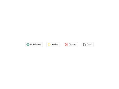 Tags. active closed draft interface labels light mode published saas tags ui ux